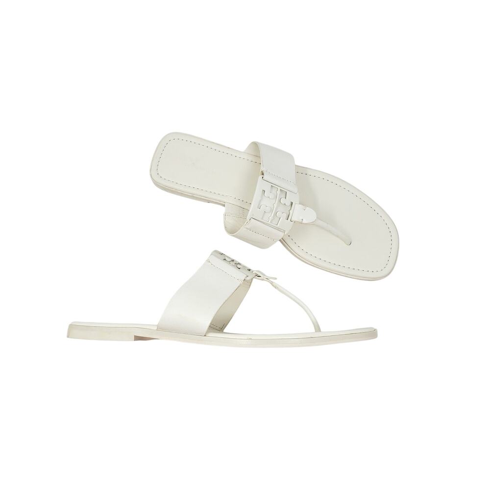 Tory Burch Georgia Flat Thong Sandals New Ivory Calf Leather 161217 Size US 10 M